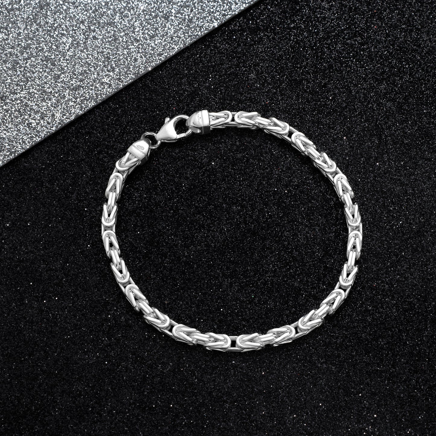 Königskette vierkant Armband Königsarmband 4mm breit 19cm lang aus 925 Sterling Silber (B505)
