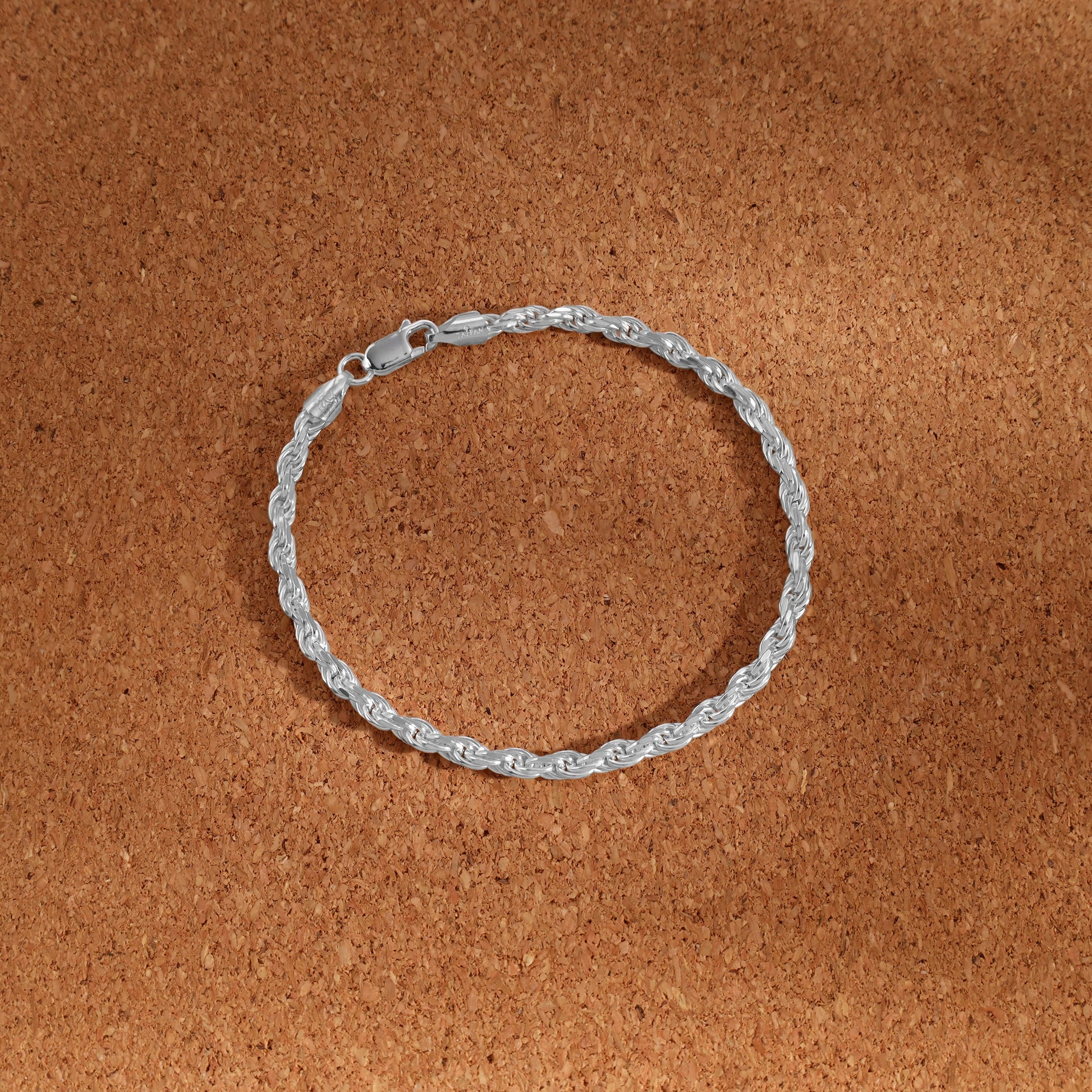 Kordelkette Rope Chain Armband 3,5mm breit 19cm lang 925 Sterling Silber (B372) - Taipan Schmuck