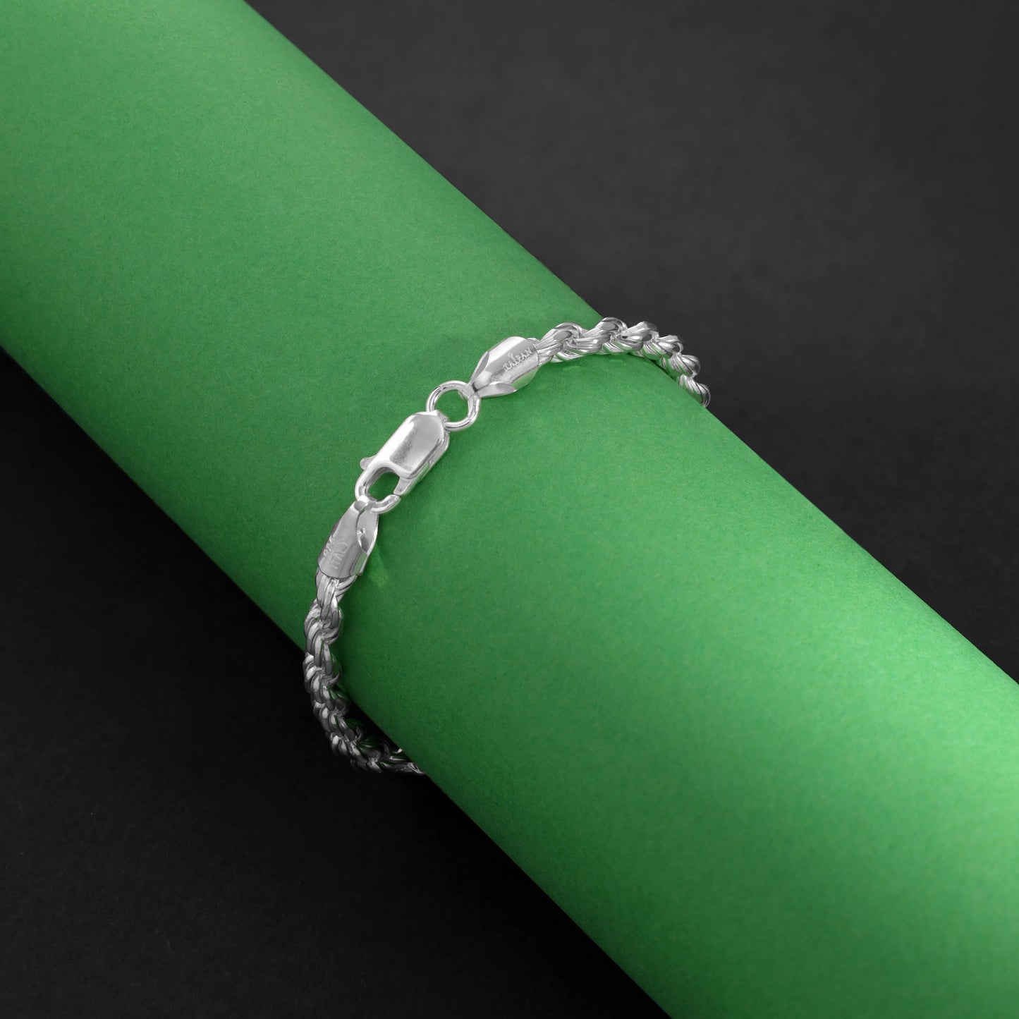 Kordelkette Rope Chain Armband 3,5mm breit 21cm lang 925 Sterling Silber (B373) - Taipan Schmuck