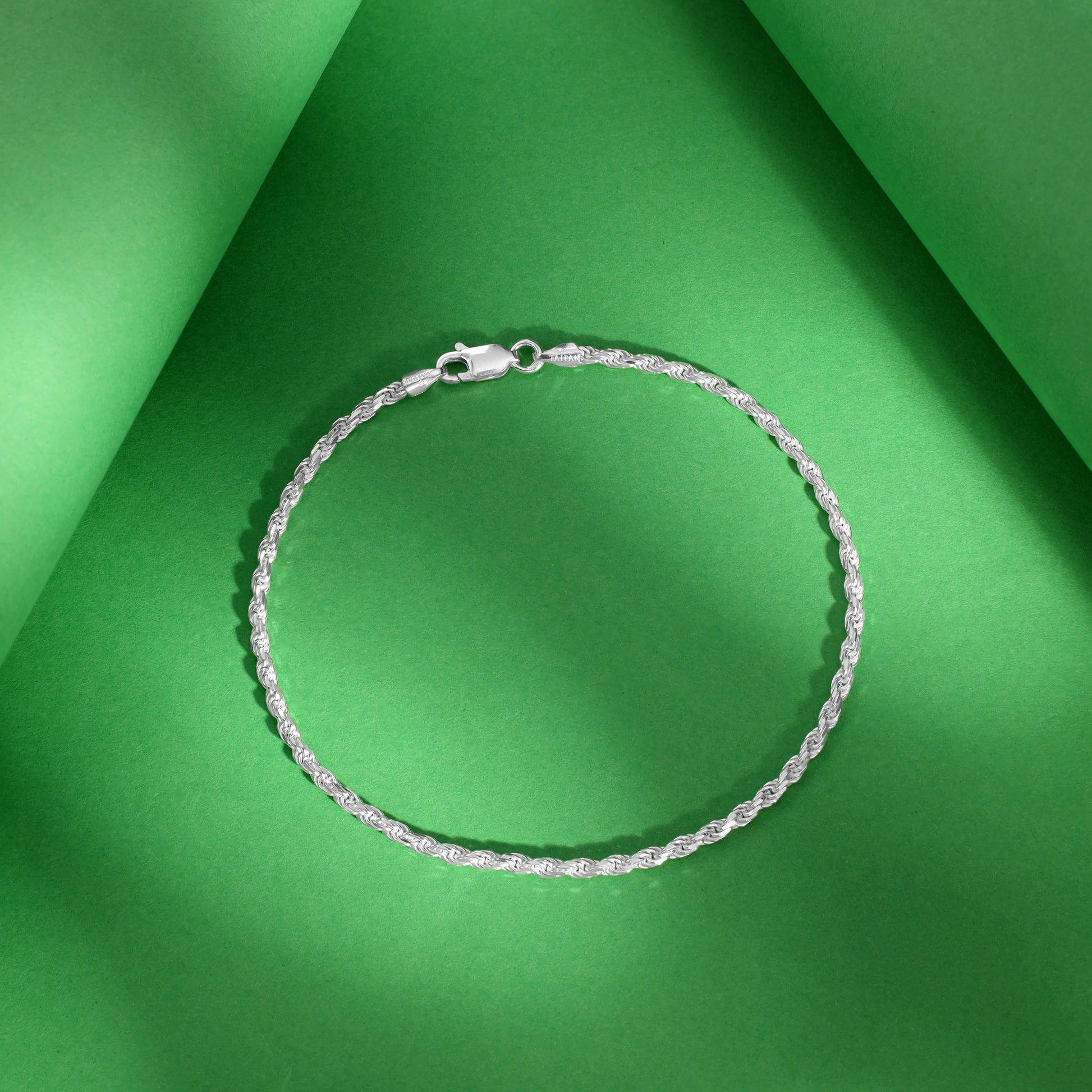 Kordelkette Rope Chain Armband 2,3mm breit 21cm lang 925 Sterling Silber (B395) - Taipan Schmuck