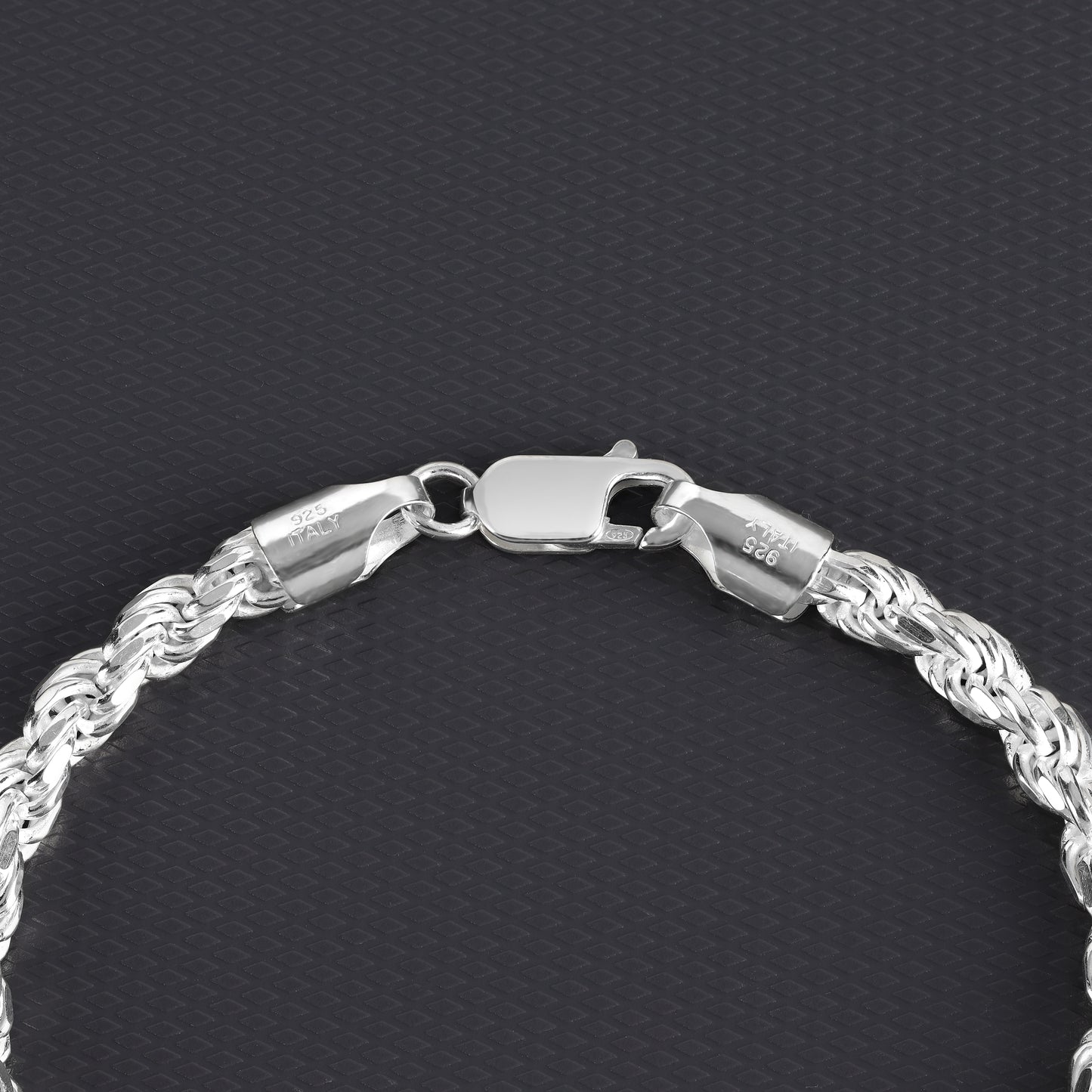 Kordelkette Rope Chain Armband 5mm breit 21cm lang 925 Sterling Silber (B496)