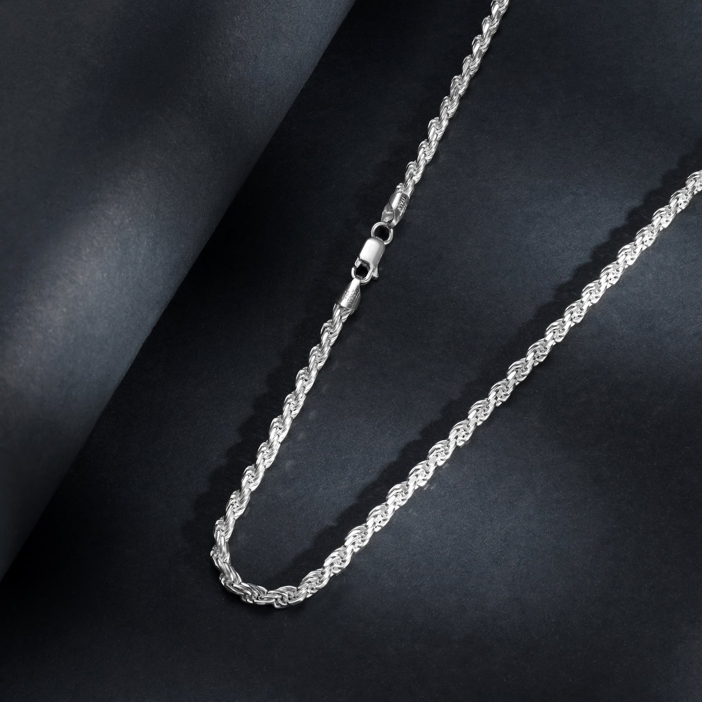 Kordelkette Rope Chain 3,5mm breit 45cm lang massiv 925 Sterling Silber (K1022)