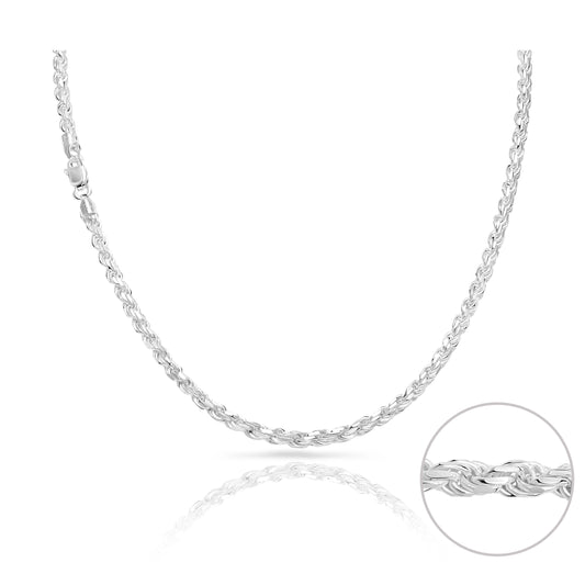 Kordelkette Rope Chain 3,5mm breit 60cm lang massiv 925 Sterling Silber (K228) - Taipan Schmuck