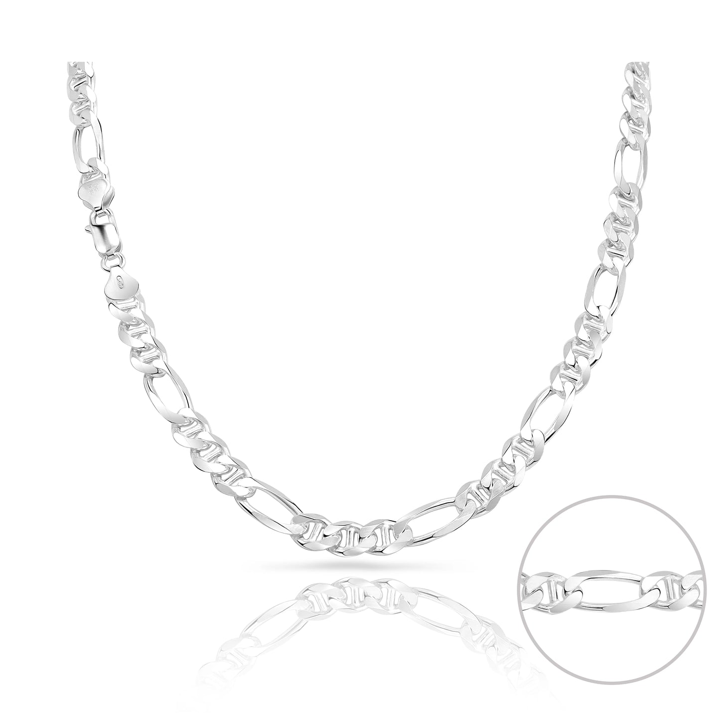 Figarucci Kette 7mm breit 55cm lang 925 Sterlingsilber Made in Italy (K607) - Taipan Schmuck