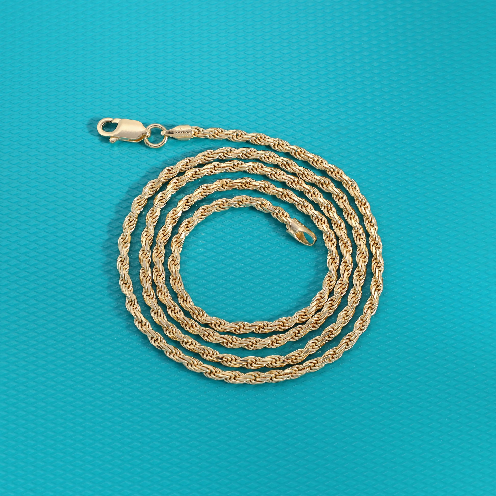 Vergoldete Kordelkette Rope Chain 2,3mm 50cm lang 925 Sterling Silber (K806) - Taipan Schmuck