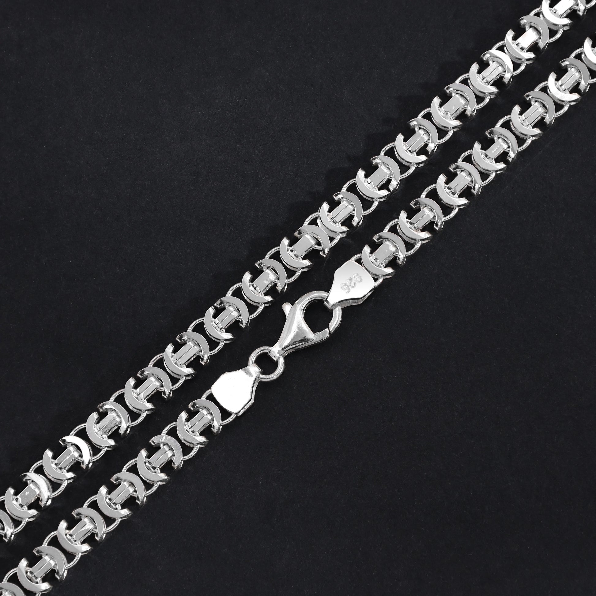 Flache Königskette Etrusker Kette 60cm lang 6mm breit 925 Sterling Silber (K854) - Taipan Schmuck