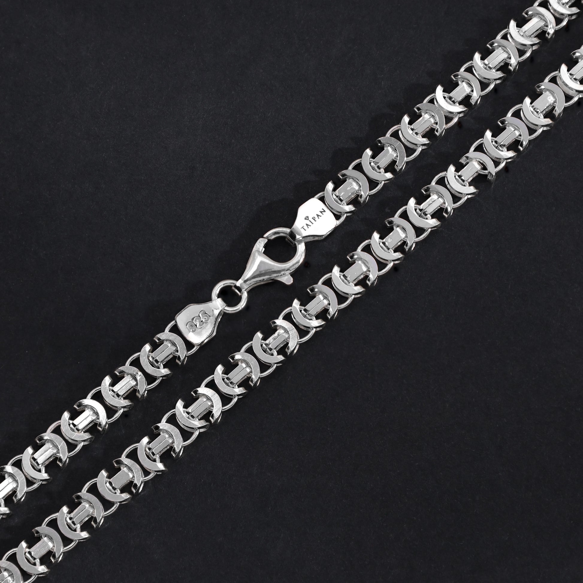 Flache Königskette Etrusker Kette 65cm lang 6mm breit 925 Sterling Silber (K855) - Taipan Schmuck