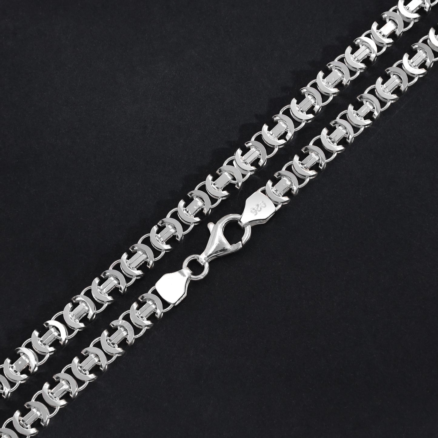 Flache Königskette Etrusker Kette 65cm lang 6mm breit 925 Sterling Silber (K855) - Taipan Schmuck