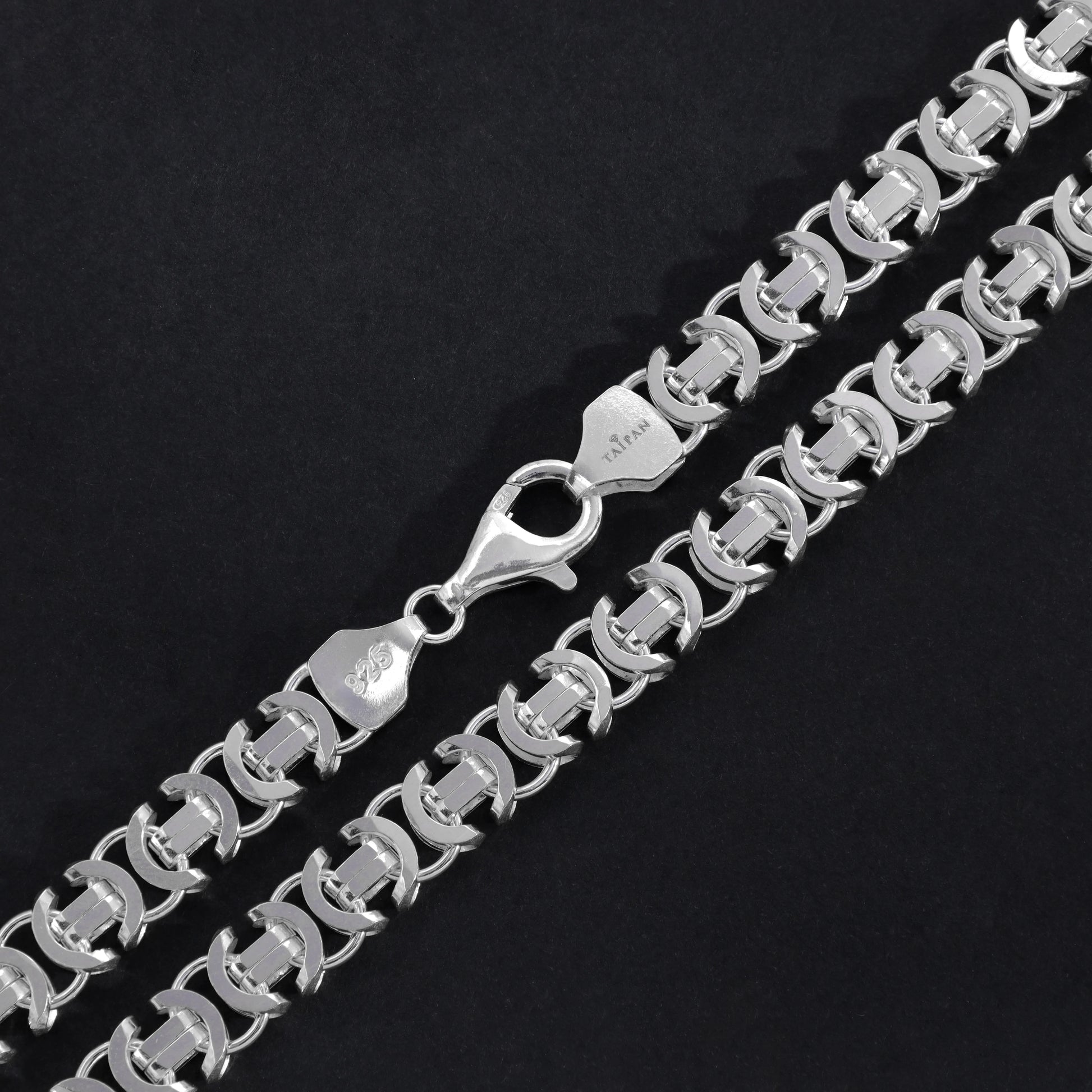Flache Königskette Etrusker Kette 60cm lang 8,5mm breit 925 Sterling Silber(K857) - Taipan Schmuck
