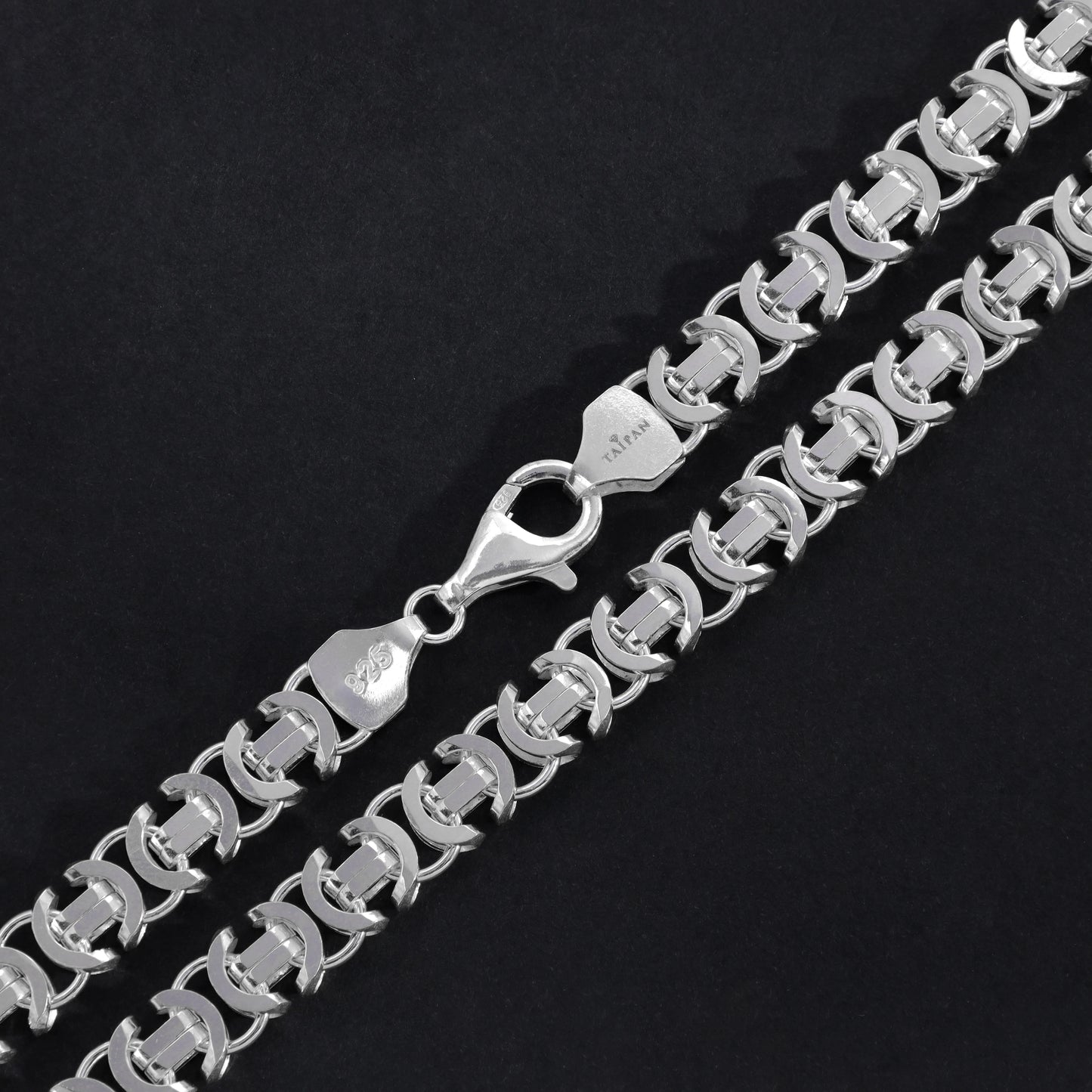Flache Königskette Etrusker Kette 65cm lang 8,5mm breit 925 Sterling Silber (K858) - Taipan Schmuck