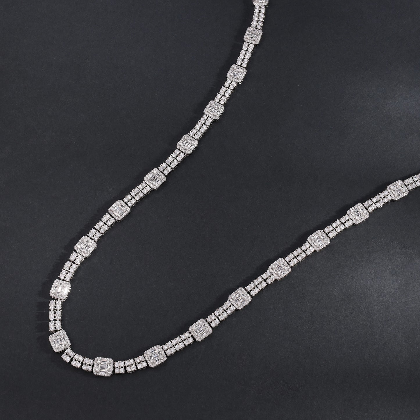 Iced Out Tennis chain 7,6mm breit 50cm lang aus 925 Sterling Silber (K864) - Taipan Schmuck