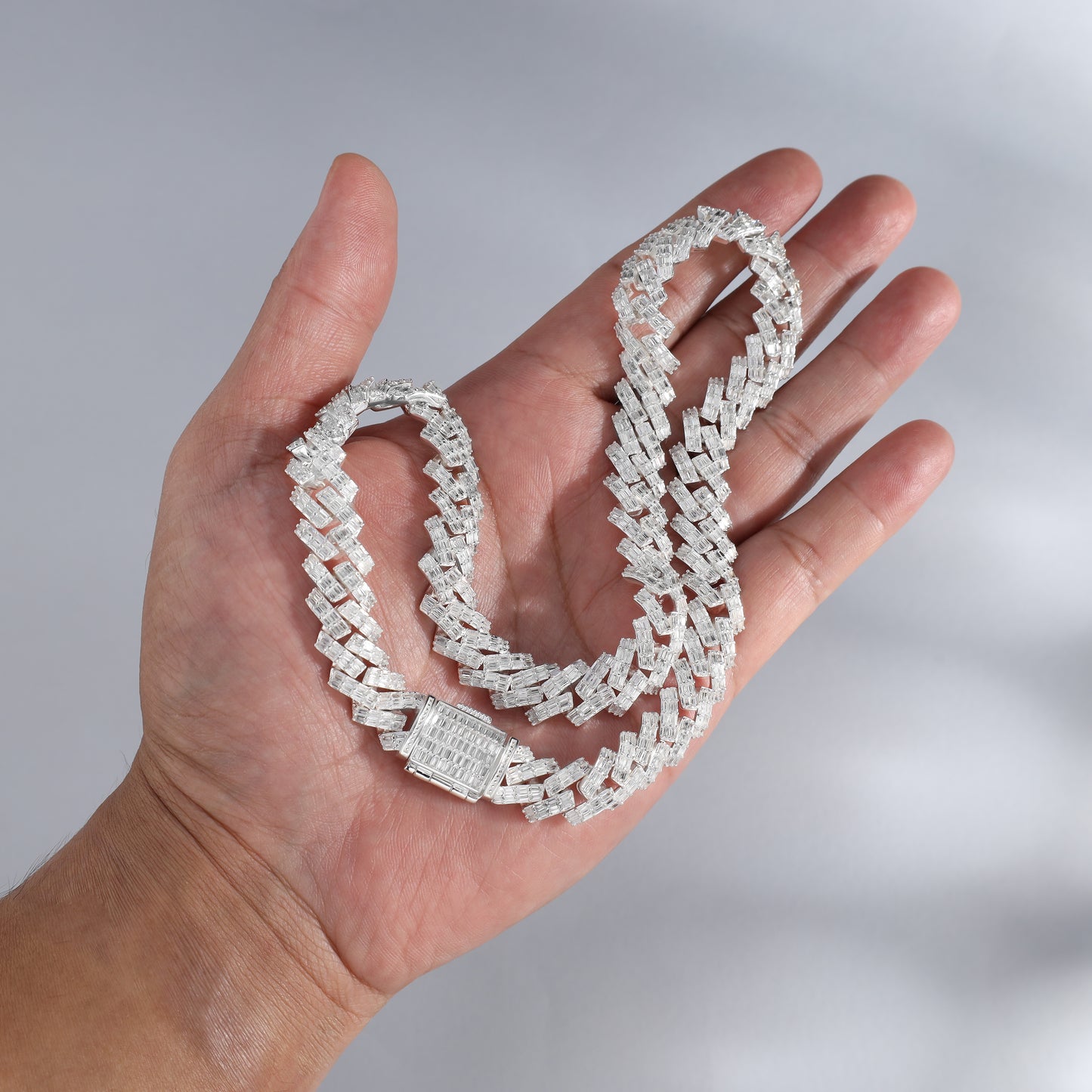 Iced Out Tennis chain 12mm breit 45cm lang aus 925 Sterling Silber (K987)